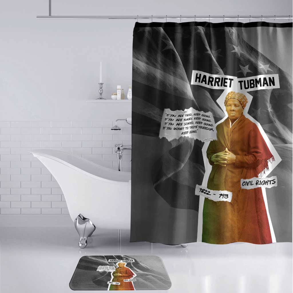 Harriet Tubman Bathroom Set American Flag Background Civil Rights Quote Keep Going Tribute Design - Wonder Print Shop