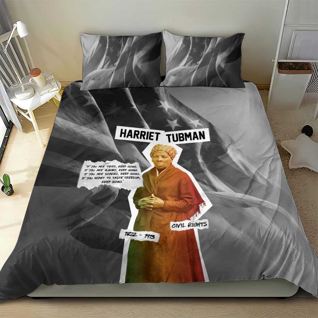 Harriet Tubman Bedding Set American Flag Background Civil Rights Quote Keep Going Tribute Design - Wonder Print Shop