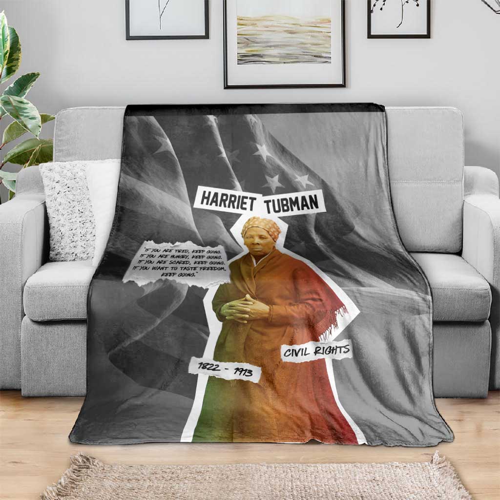 Harriet Tubman Blanket American Flag Background Civil Rights Quote Keep Going Tribute Design - Wonder Print Shop