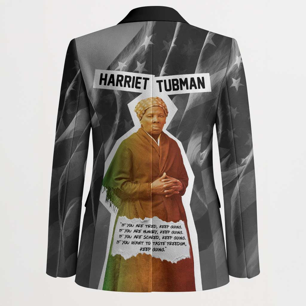 Harriet Tubman Blazer American Flag Background Civil Rights Quote Keep Going Tribute Design - Wonder Print Shop