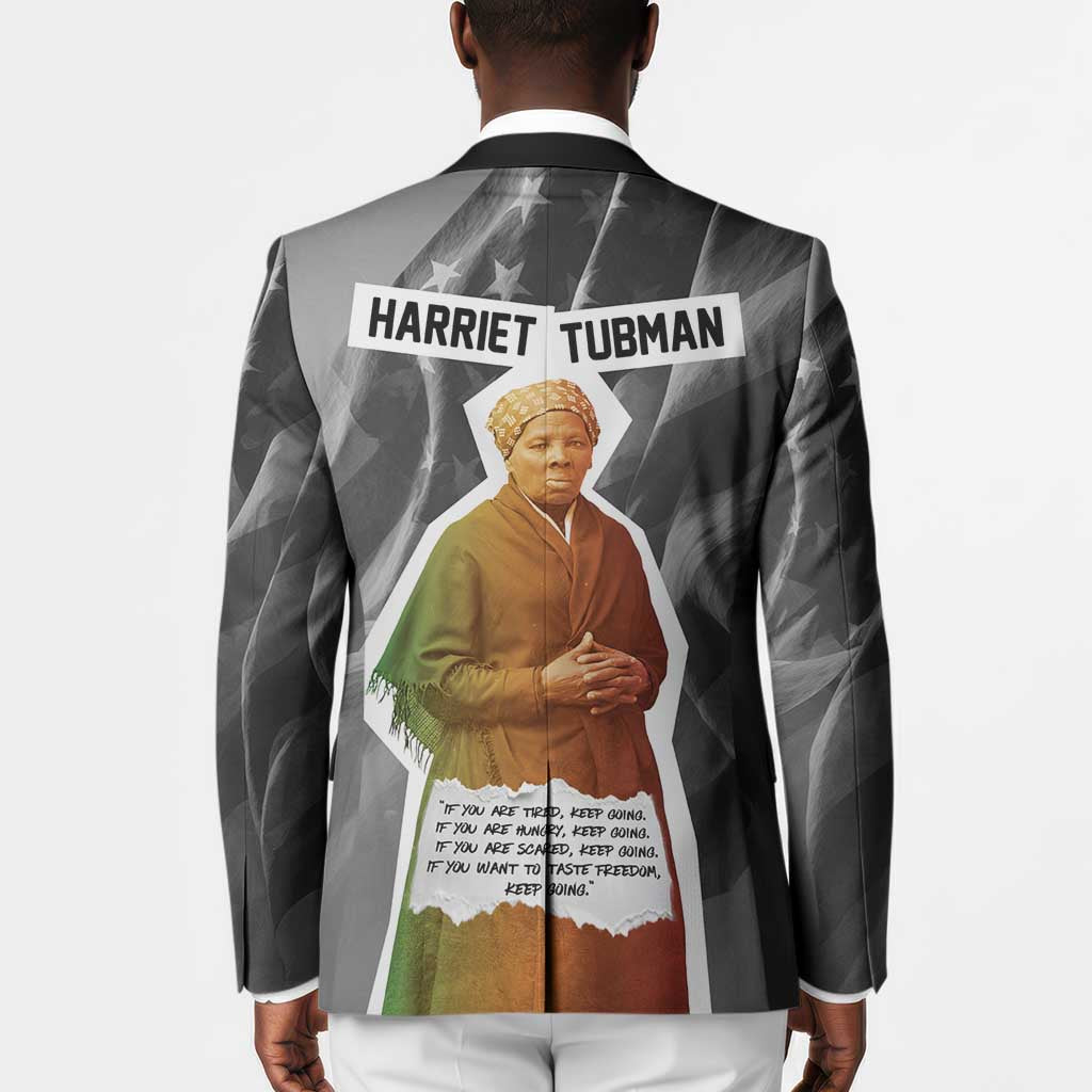 Harriet Tubman Blazer American Flag Background Civil Rights Quote Keep Going Tribute Design - Wonder Print Shop
