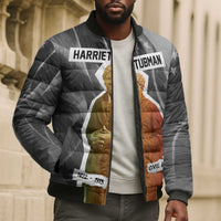 Harriet Tubman Bomber Puffer Jacket American Flag Background Civil Rights Quote Keep Going Tribute Design - Wonder Print Shop