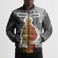 Harriet Tubman Bomber Puffer Jacket American Flag Background Civil Rights Quote Keep Going Tribute Design - Wonder Print Shop