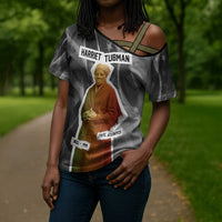 Harriet Tubman Cross Shoulder Shirt American Flag Background Civil Rights Quote Keep Going Tribute Design - Wonder Print Shop
