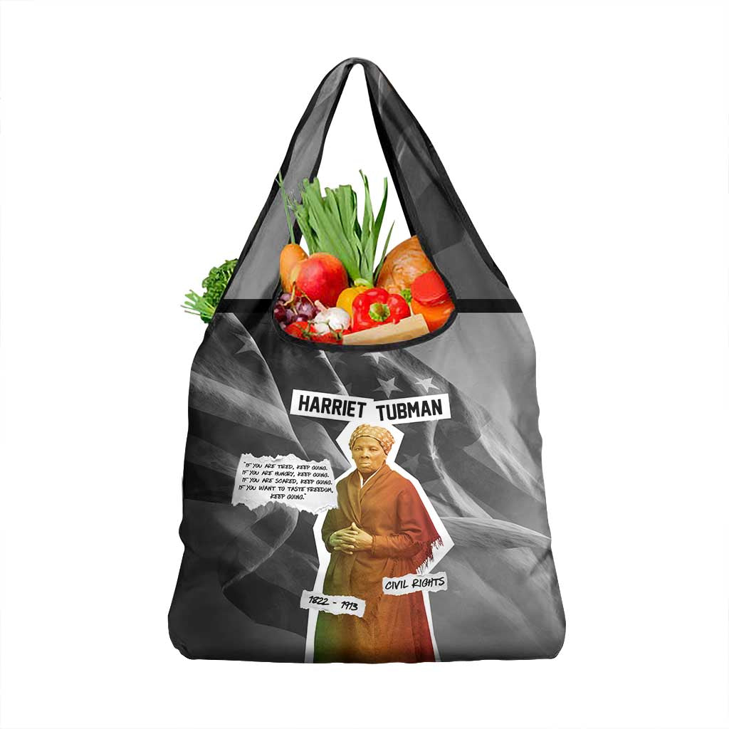 Harriet Tubman Grocery Bag American Flag Background Civil Rights Quote Keep Going Tribute Design - Wonder Print Shop