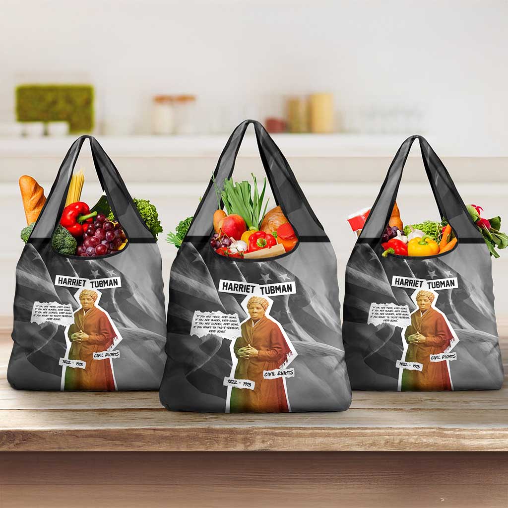 Harriet Tubman Grocery Bag American Flag Background Civil Rights Quote Keep Going Tribute Design - Wonder Print Shop
