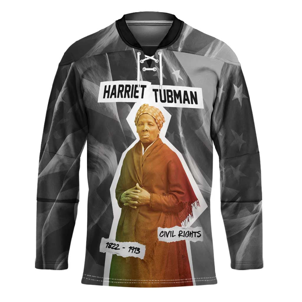 Harriet Tubman Hockey Jersey American Flag Background Civil Rights Quote Keep Going Tribute Design - Wonder Print Shop