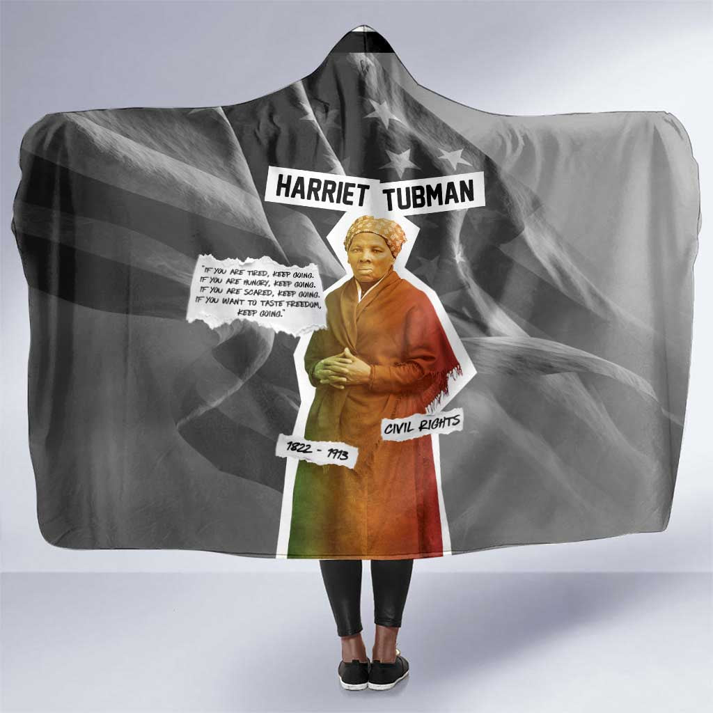 Harriet Tubman Hooded Blanket American Flag Background Civil Rights Quote Keep Going Tribute Design - Wonder Print Shop