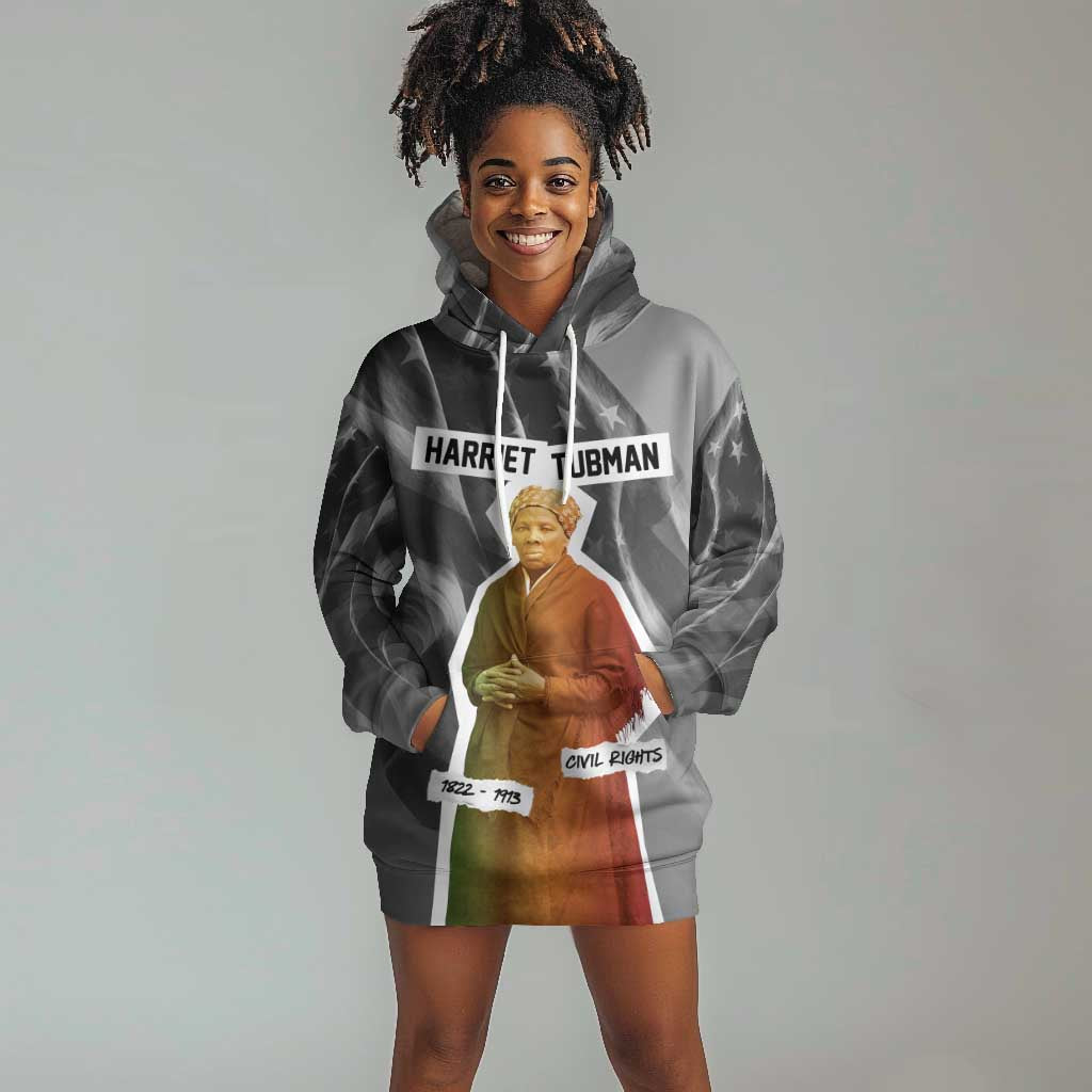 Harriet Tubman Hoodie Dress American Flag Background Civil Rights Quote Keep Going Tribute Design - Wonder Print Shop