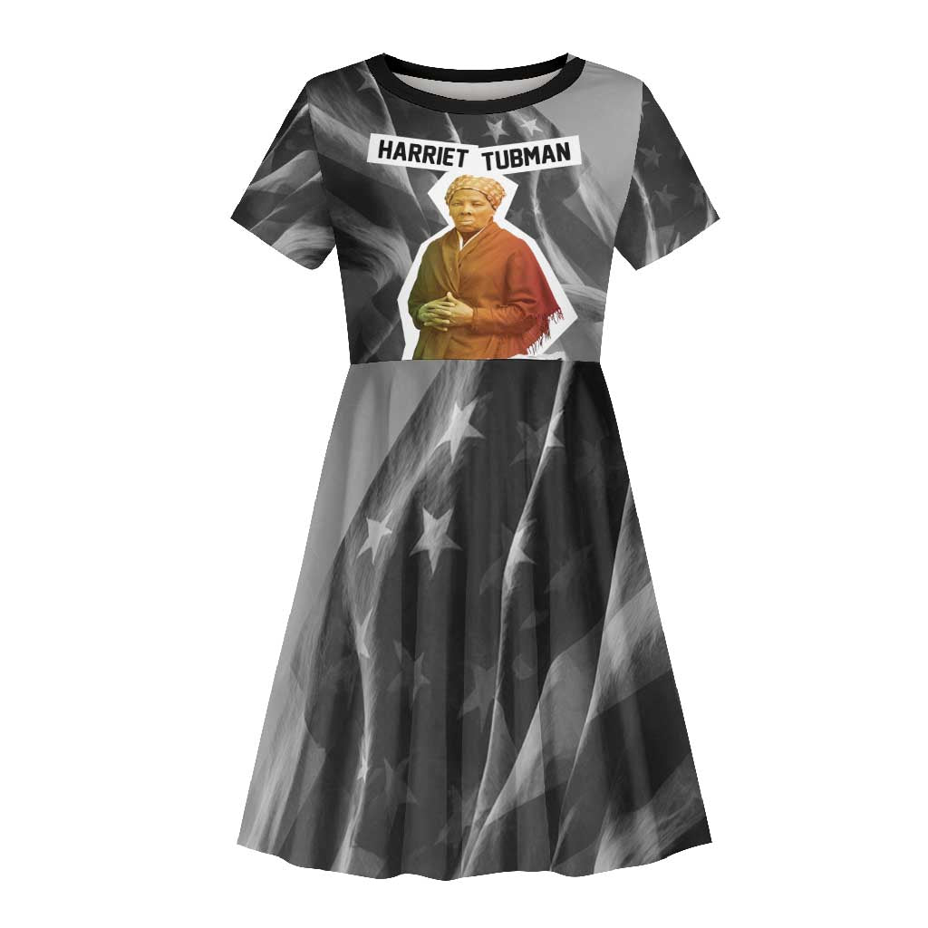 Harriet Tubman Kid Short Sleeve Dress American Flag Background Civil Rights Quote Keep Going Tribute Design TS04