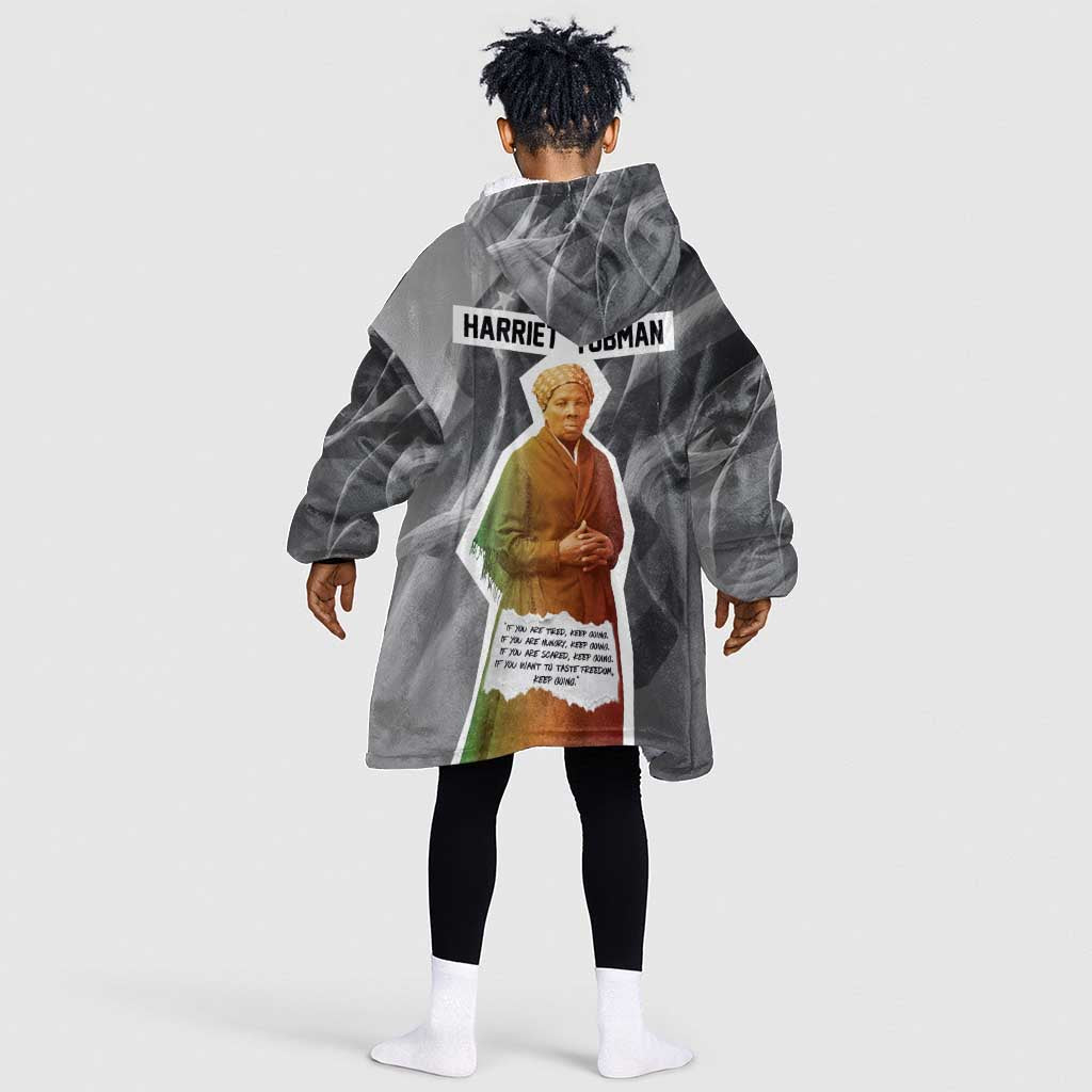 Harriet Tubman Kid Wearable Blanket Hoodie American Flag Background Civil Rights Quote Keep Going Tribute Design - Wonder Print Shop