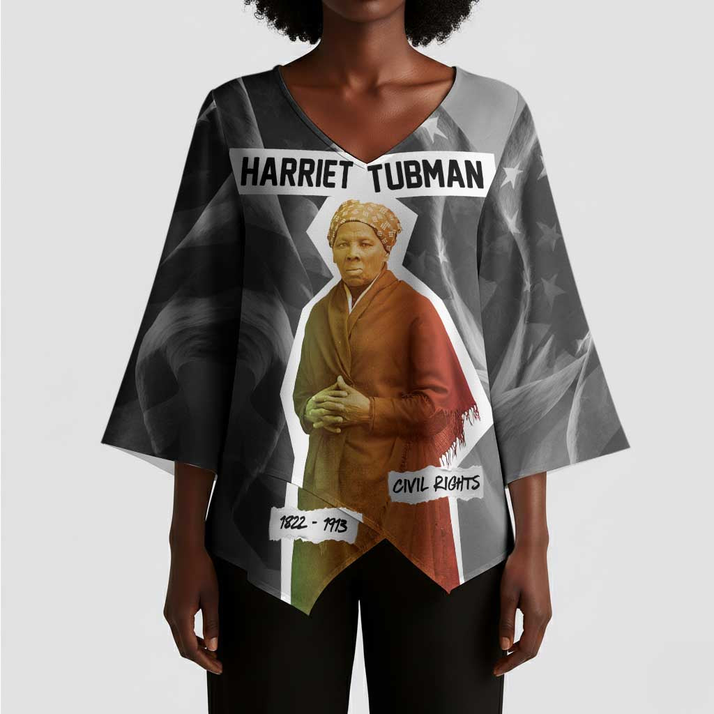 Harriet Tubman Kimono Sleeve Blouse American Flag Background Civil Rights Quote Keep Going Tribute Design - Wonder Print Shop
