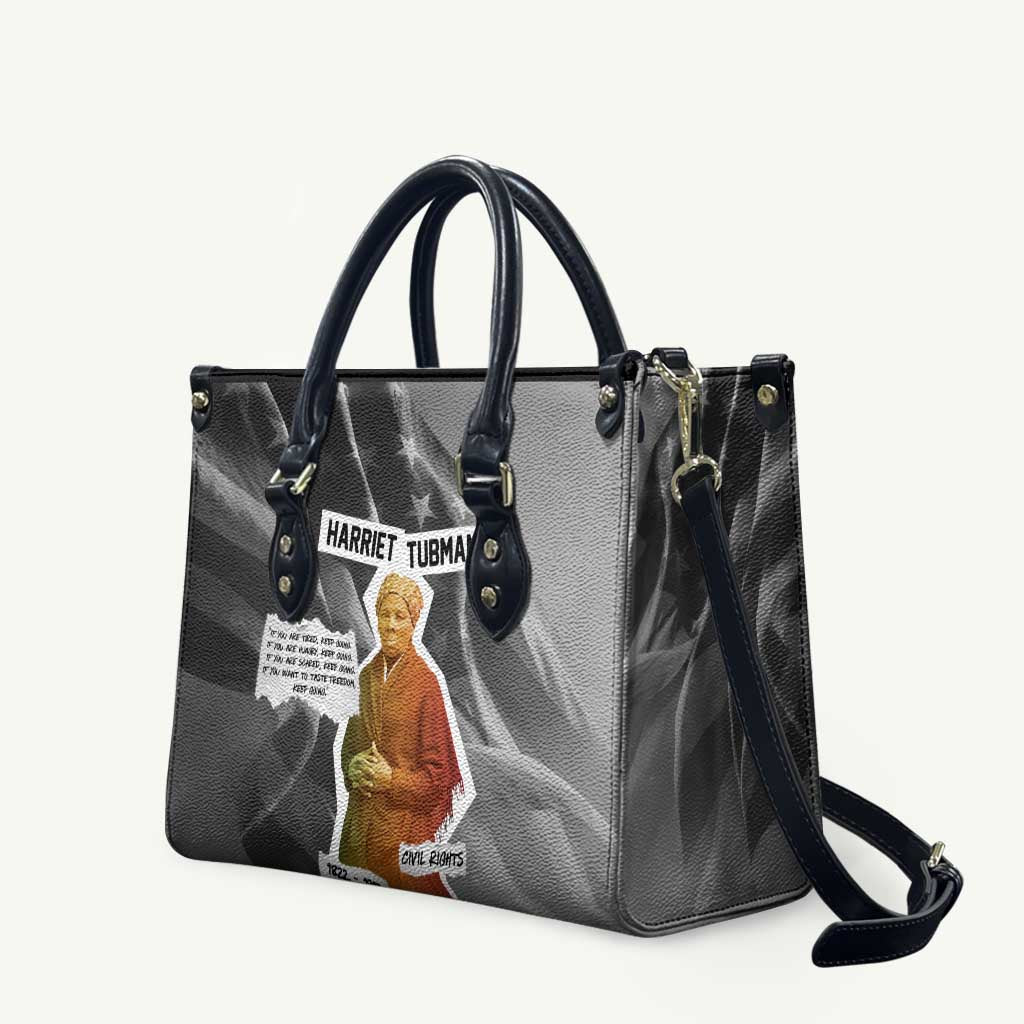 Harriet Tubman Leather Bag American Flag Background Civil Rights Quote Keep Going Tribute Design - Wonder Print Shop