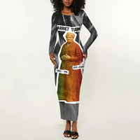 Harriet Tubman Long Sleeve Bodycon Dress American Flag Background Civil Rights Quote Keep Going Tribute Design - Wonder Print Shop