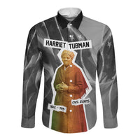 Harriet Tubman Long Sleeve Button Shirt American Flag Background Civil Rights Quote Keep Going Tribute Design - Wonder Print Shop