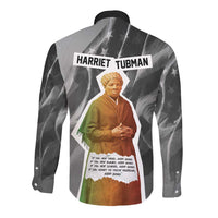 Harriet Tubman Long Sleeve Button Shirt American Flag Background Civil Rights Quote Keep Going Tribute Design - Wonder Print Shop