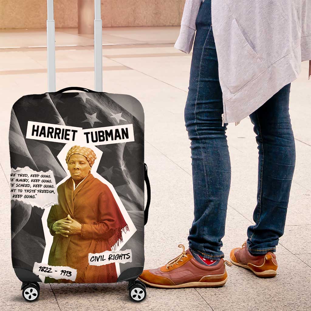 Harriet Tubman Luggage Cover American Flag Background Civil Rights Quote Keep Going Tribute Design - Wonder Print Shop
