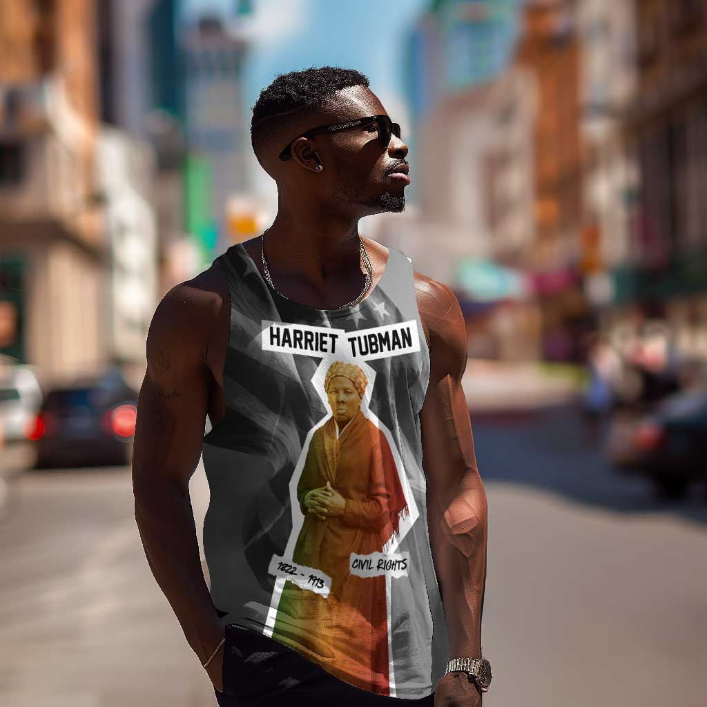 Harriet Tubman Men Tank Top American Flag Background Civil Rights Quote Keep Going Tribute Design - Wonder Print Shop