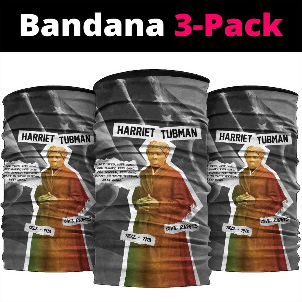 Harriet Tubman Neck Gaiter American Flag Background Civil Rights Quote Keep Going Tribute Design - Wonder Print Shop