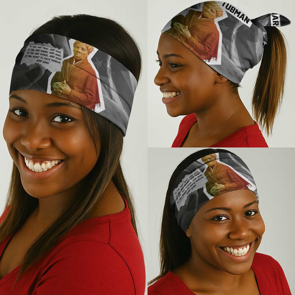 Harriet Tubman Neck Gaiter American Flag Background Civil Rights Quote Keep Going Tribute Design - Wonder Print Shop