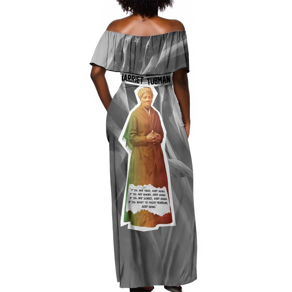 Harriet Tubman Off Shoulder Maxi Dress American Flag Background Civil Rights Quote Keep Going Tribute Design - Wonder Print Shop