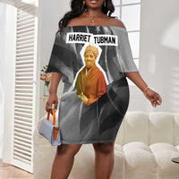 Harriet Tubman Off Shoulder Short Dress American Flag Background Civil Rights Quote Keep Going Tribute Design - Wonder Print Shop