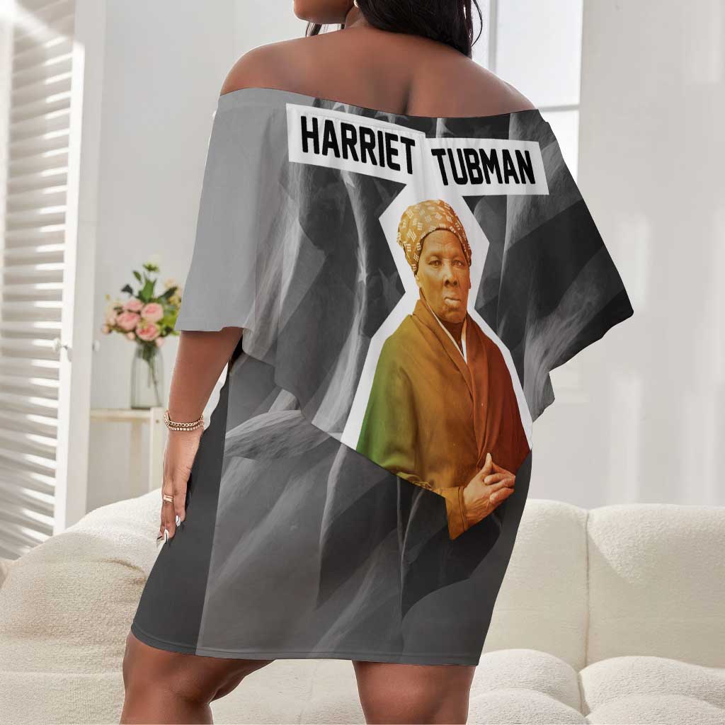 Harriet Tubman Off Shoulder Short Dress American Flag Background Civil Rights Quote Keep Going Tribute Design - Wonder Print Shop