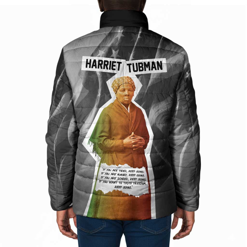 Harriet Tubman Padded Jacket American Flag Background Civil Rights Quote Keep Going Tribute Design - Wonder Print Shop