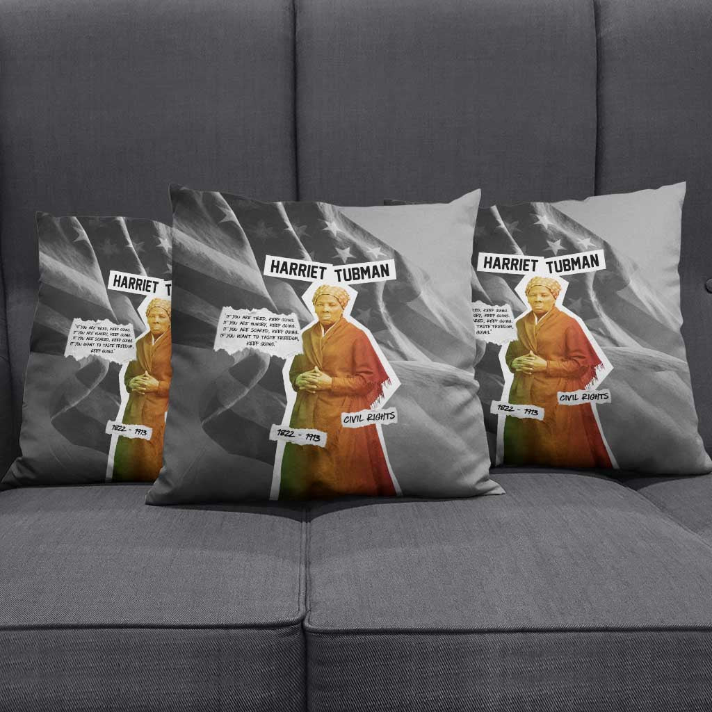 Harriet Tubman Pillow Cover American Flag Background Civil Rights Quote Keep Going Tribute Design - Wonder Print Shop