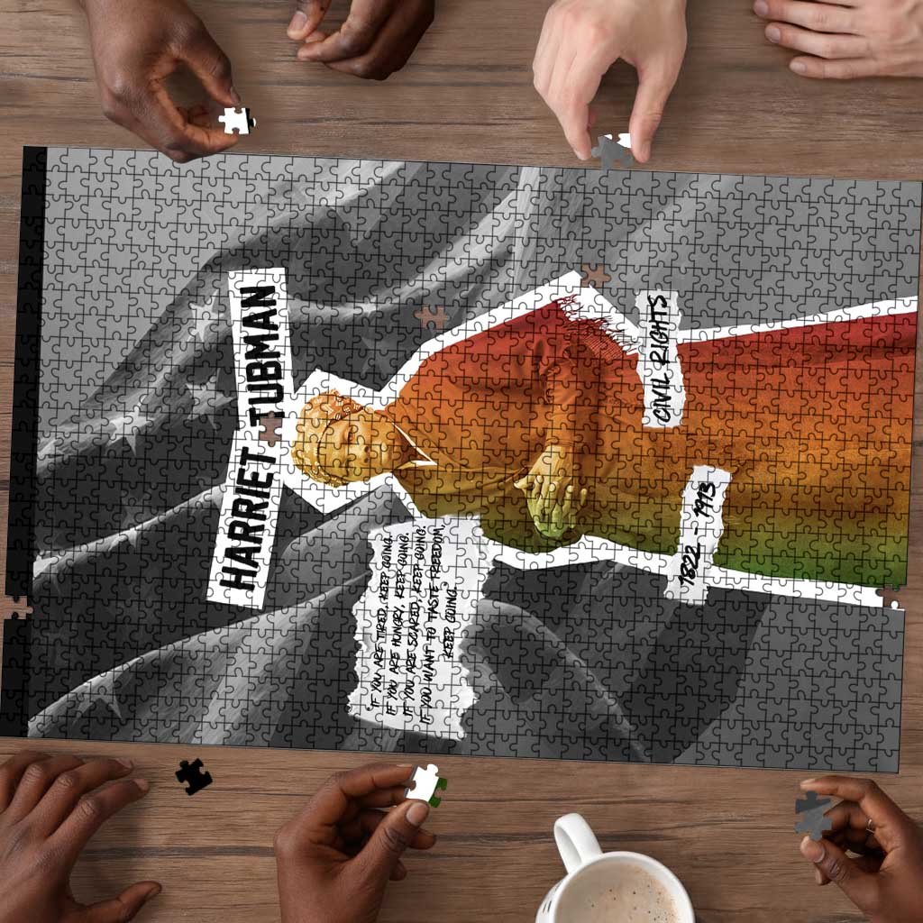 Harriet Tubman Puzzle American Flag Background Civil Rights Quote Keep Going Tribute Design - Wonder Print Shop