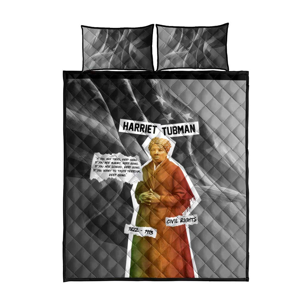 Harriet Tubman Quilt Bed Set American Flag Background Civil Rights Quote Keep Going Tribute Design - Wonder Print Shop