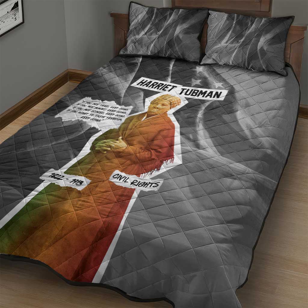 Harriet Tubman Quilt Bed Set American Flag Background Civil Rights Quote Keep Going Tribute Design - Wonder Print Shop