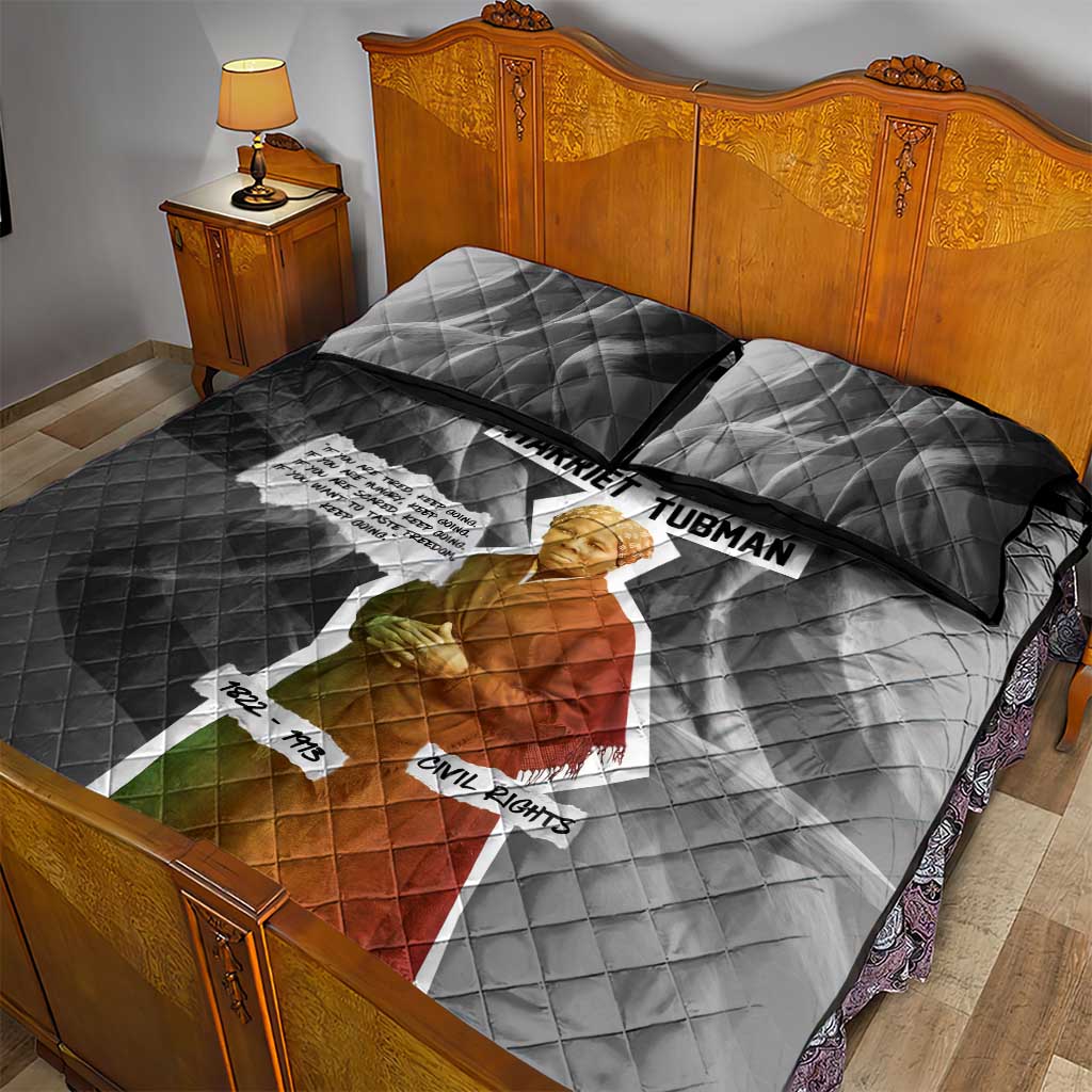Harriet Tubman Quilt Bed Set American Flag Background Civil Rights Quote Keep Going Tribute Design - Wonder Print Shop