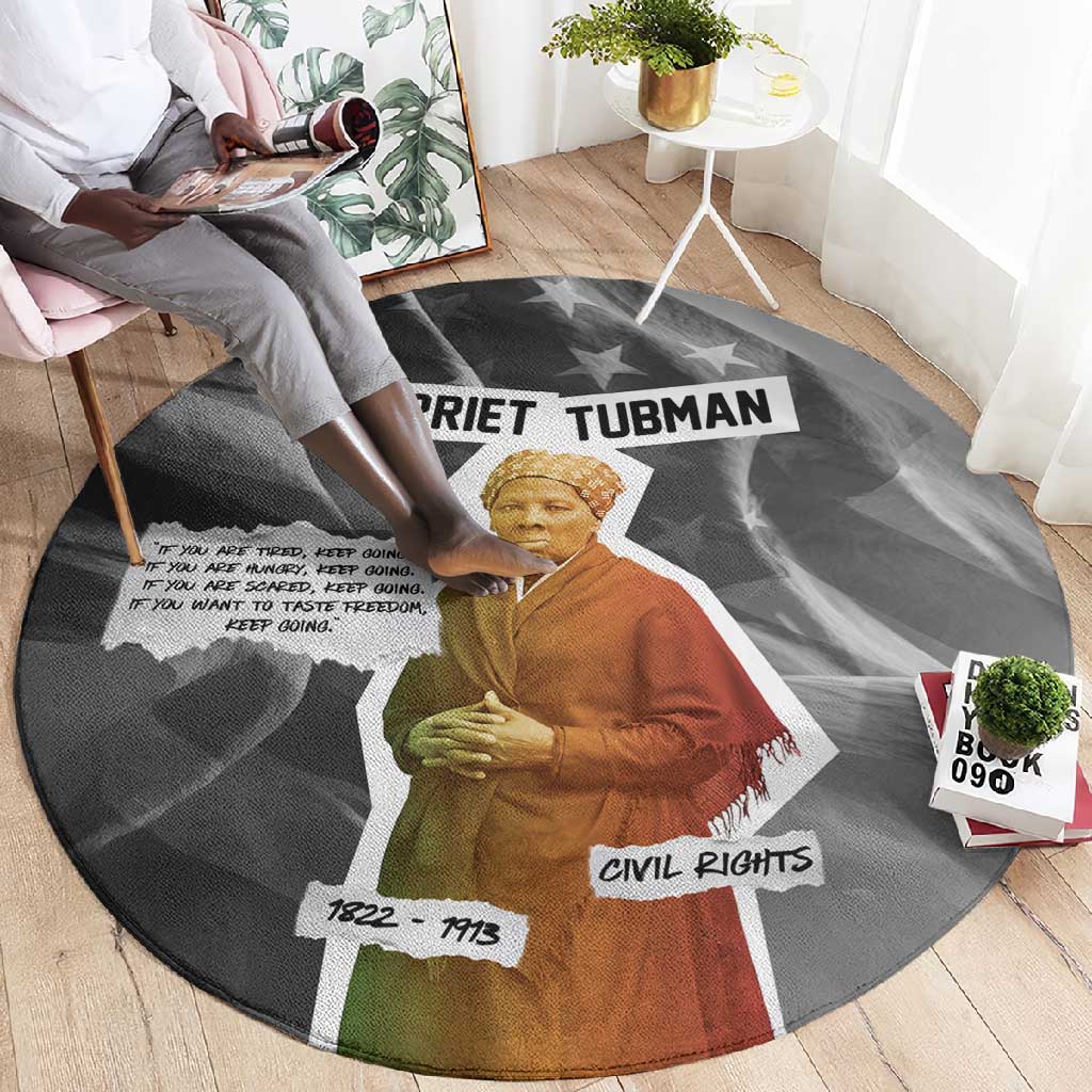 Harriet Tubman Round Carpet American Flag Background Civil Rights Quote Keep Going Tribute Design - Wonder Print Shop