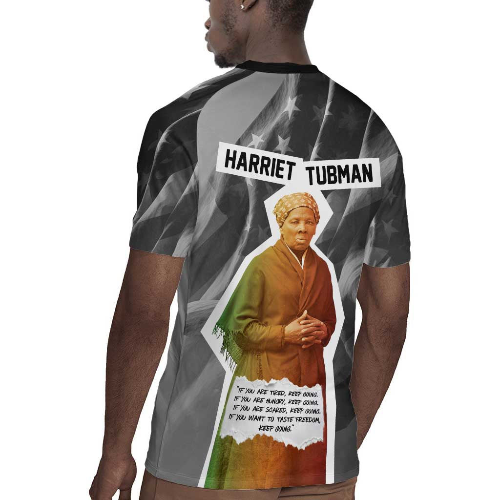 Harriet Tubman Rugby Jersey American Flag Background Civil Rights Quote Keep Going Tribute Design TS04