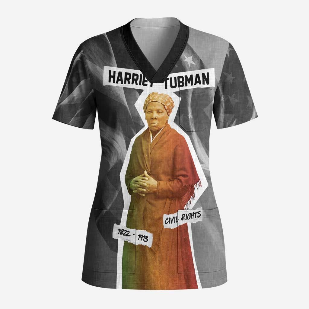 Harriet Tubman Scrub Top American Flag Background Civil Rights Quote Keep Going Tribute Design - Wonder Print Shop