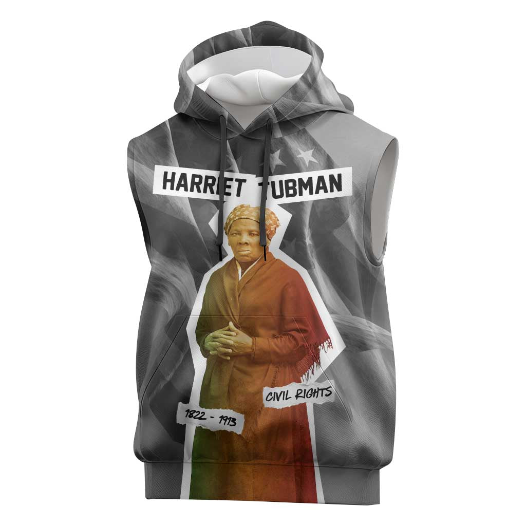 Harriet Tubman Sleeveless Hoodie American Flag Background Civil Rights Quote Keep Going Tribute Design - Wonder Print Shop