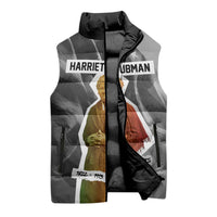 Harriet Tubman Sleeveless Puffer Jacket American Flag Background Civil Rights Quote Keep Going Tribute Design - Wonder Print Shop