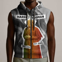 Harriet Tubman Sleeveless Zip Hoodie American Flag Background Civil Rights Quote Keep Going Tribute Design - Wonder Print Shop
