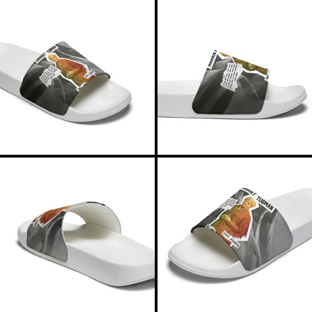 Harriet Tubman Slide Sandals American Flag Background Civil Rights Quote Keep Going Tribute Design - Wonder Print Shop