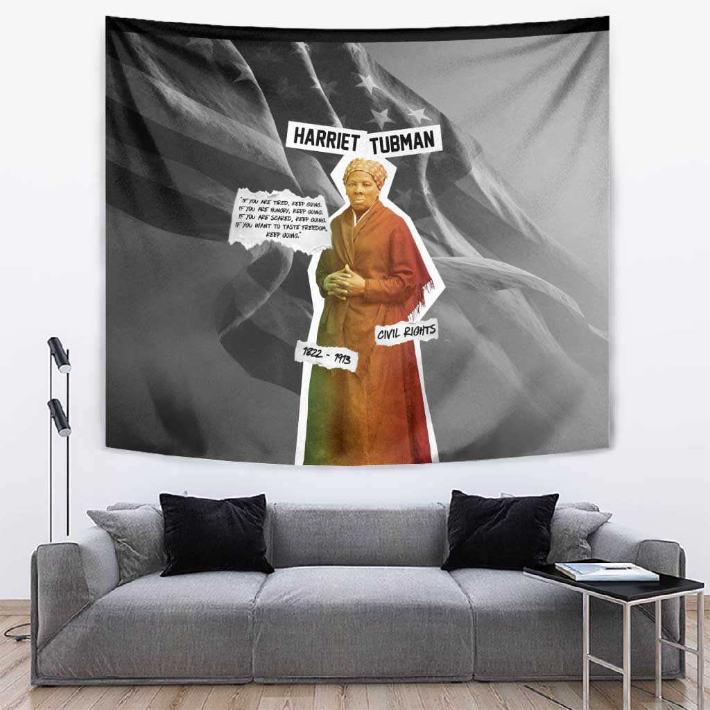 Harriet Tubman Tapestry American Flag Background Civil Rights Quote Keep Going Tribute Design - Wonder Print Shop