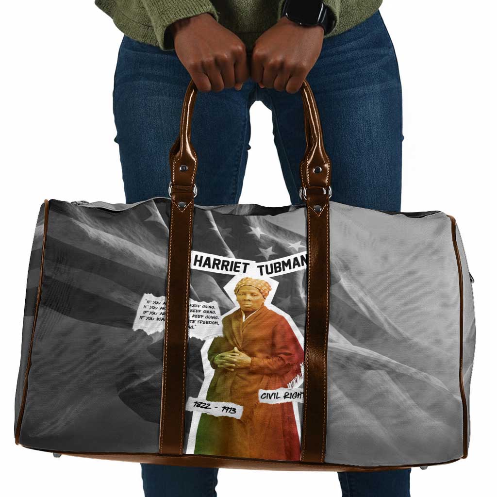 Harriet Tubman Travel Bag American Flag Background Civil Rights Quote Keep Going Tribute Design - Wonder Print Shop