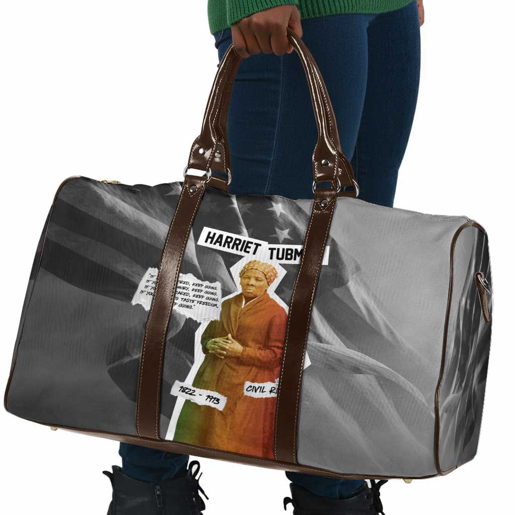 Harriet Tubman Travel Bag American Flag Background Civil Rights Quote Keep Going Tribute Design - Wonder Print Shop