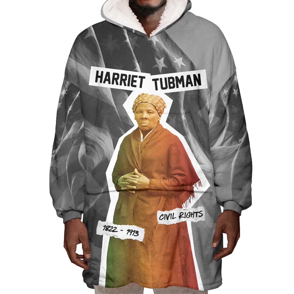 Harriet Tubman Wearable Blanket Hoodie American Flag Background Civil Rights Quote Keep Going Tribute Design - Wonder Print Shop
