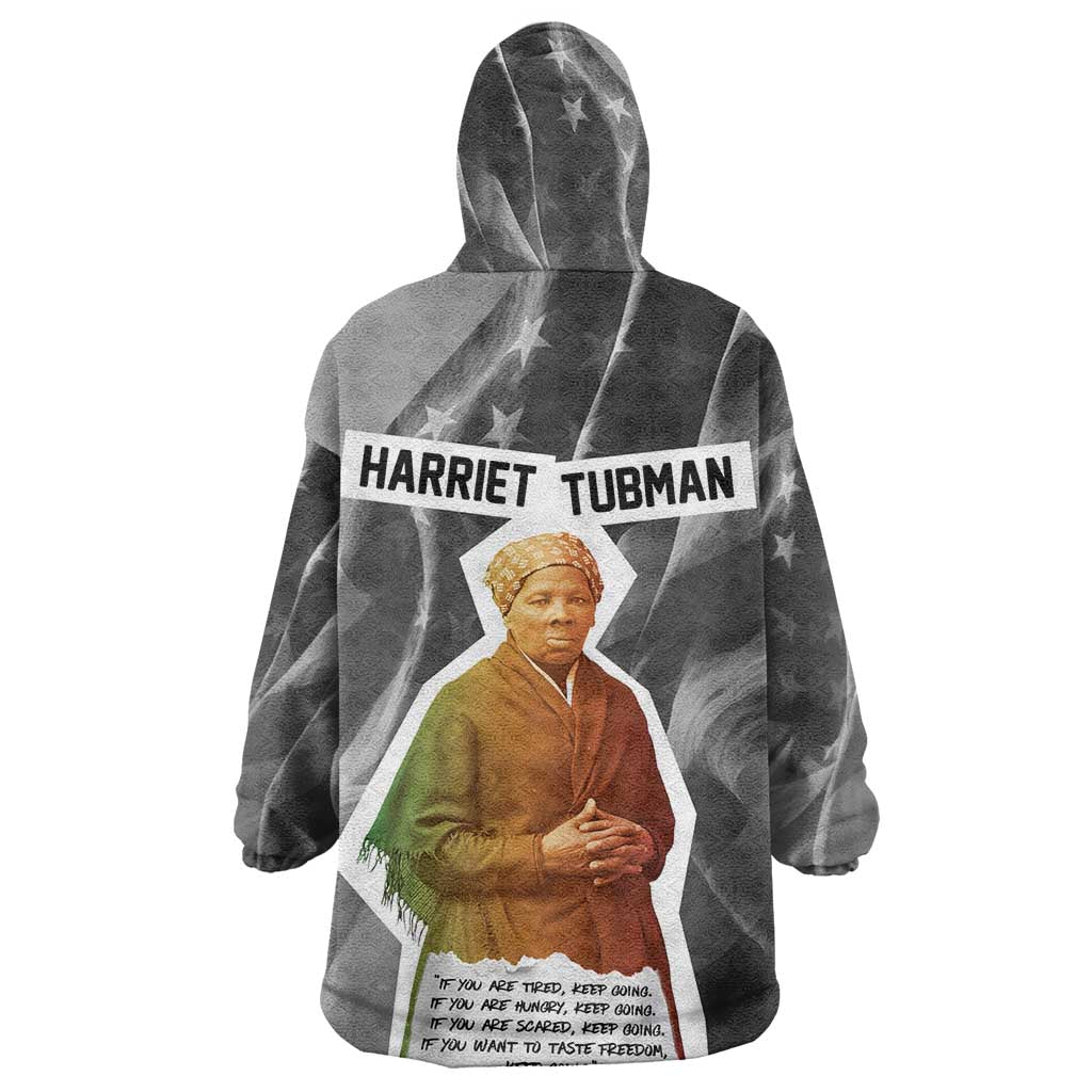 Harriet Tubman Wearable Blanket Hoodie American Flag Background Civil Rights Quote Keep Going Tribute Design - Wonder Print Shop