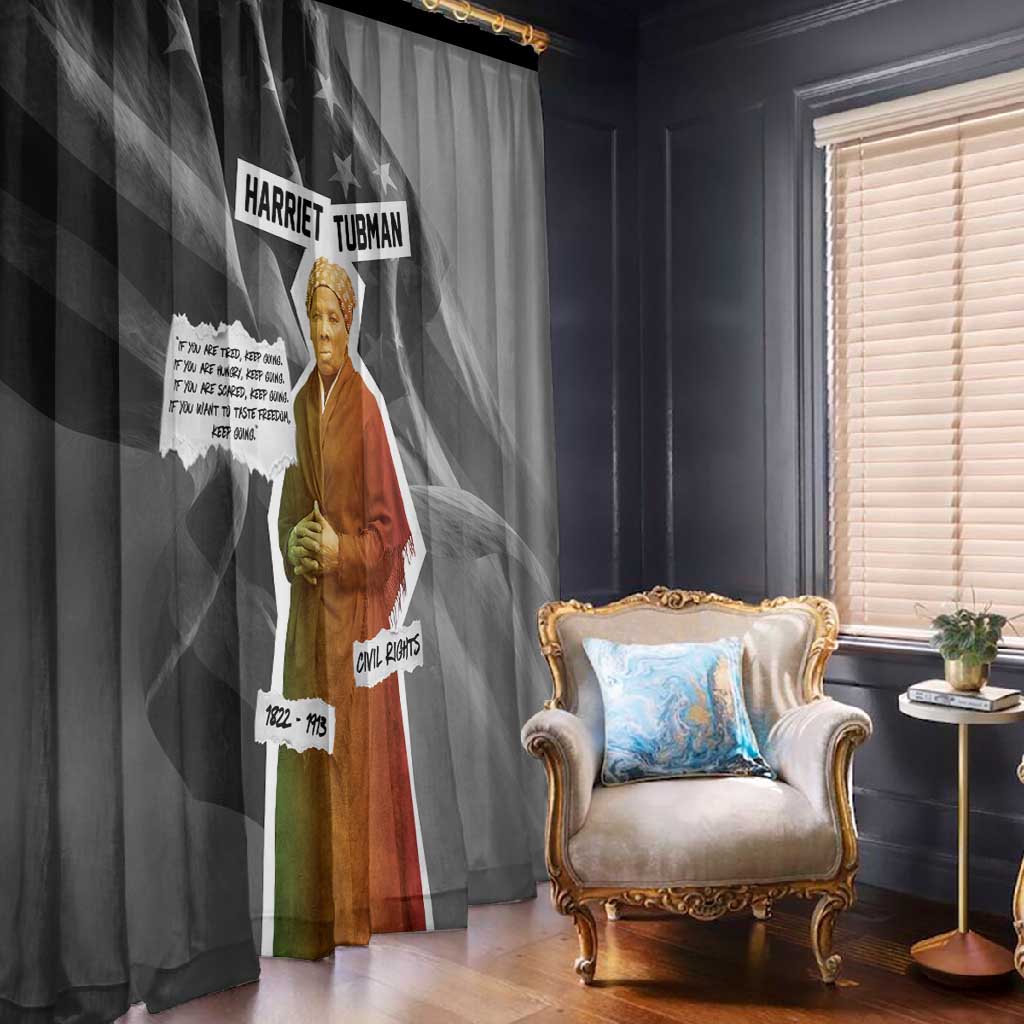 Harriet Tubman Window Curtain American Flag Background Civil Rights Quote Keep Going Tribute Design - Wonder Print Shop