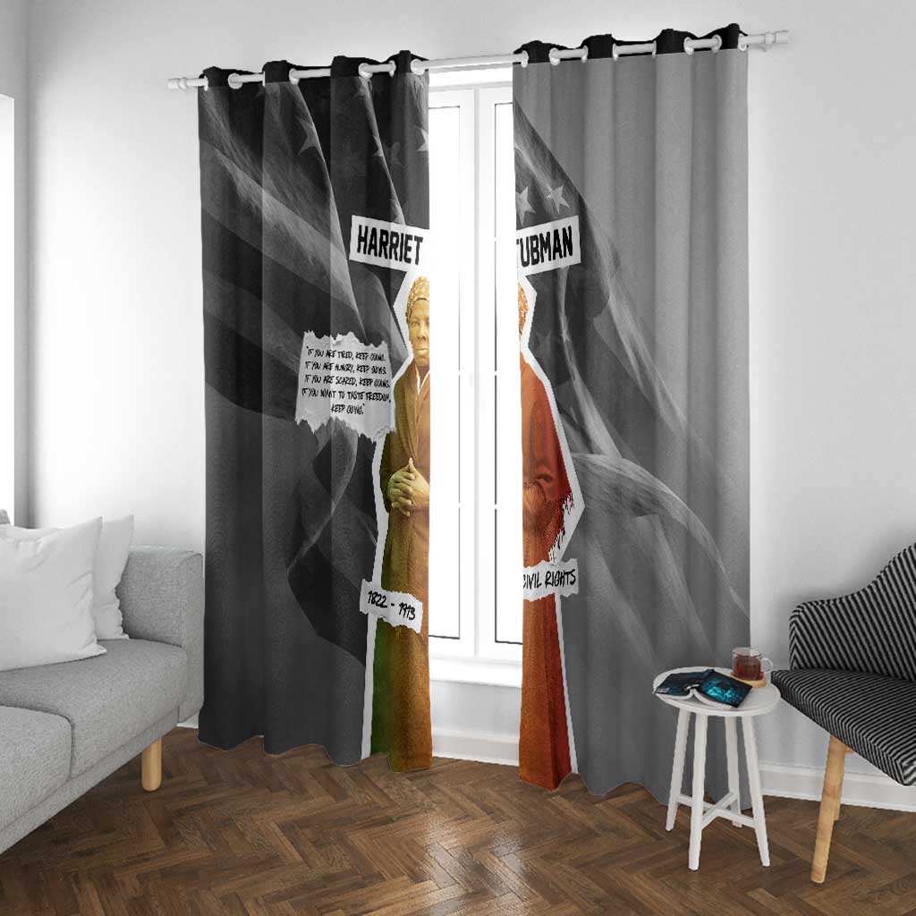 Harriet Tubman Window Curtain American Flag Background Civil Rights Quote Keep Going Tribute Design - Wonder Print Shop