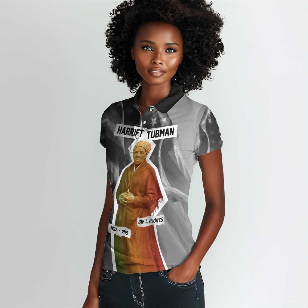 Harriet Tubman Women Polo Shirt American Flag Background Civil Rights Quote Keep Going Tribute Design - Wonder Print Shop