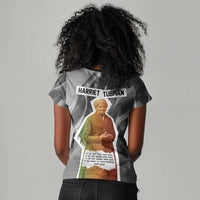 Harriet Tubman Women V-Neck T-Shirt American Flag Background Civil Rights Quote Keep Going Tribute Design TS04