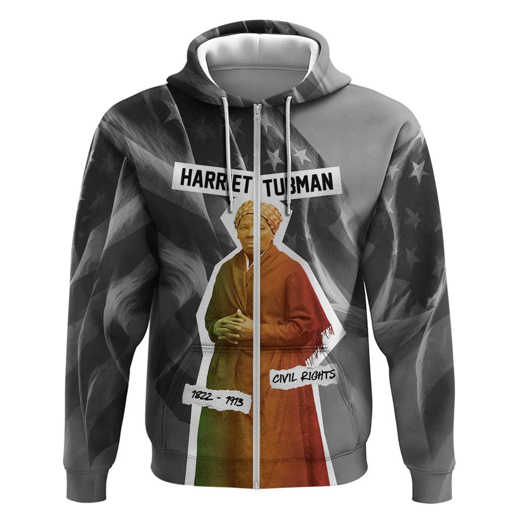 Harriet Tubman Zip Hoodie American Flag Background Civil Rights Quote Keep Going Tribute Design - Wonder Print Shop